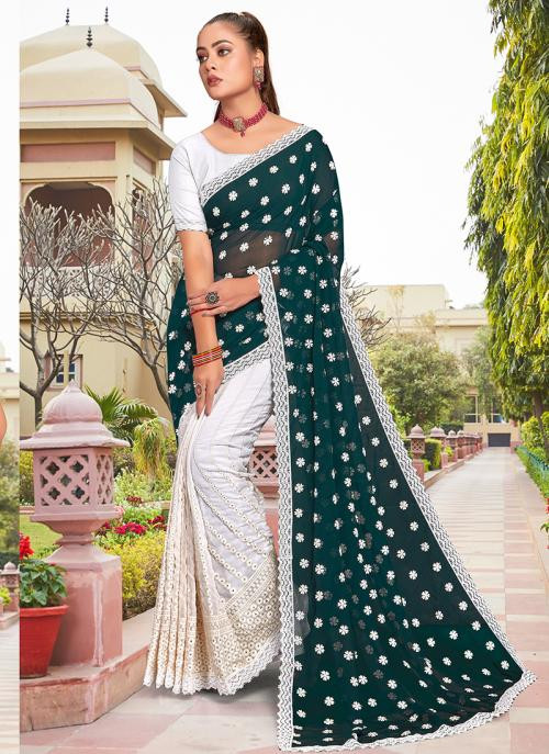 প্রিমিয়াম সফট ইন্ডিয়ান ওয়েটলেস জর্জেট শাড়ী ব্লাউস পিস্ সহ