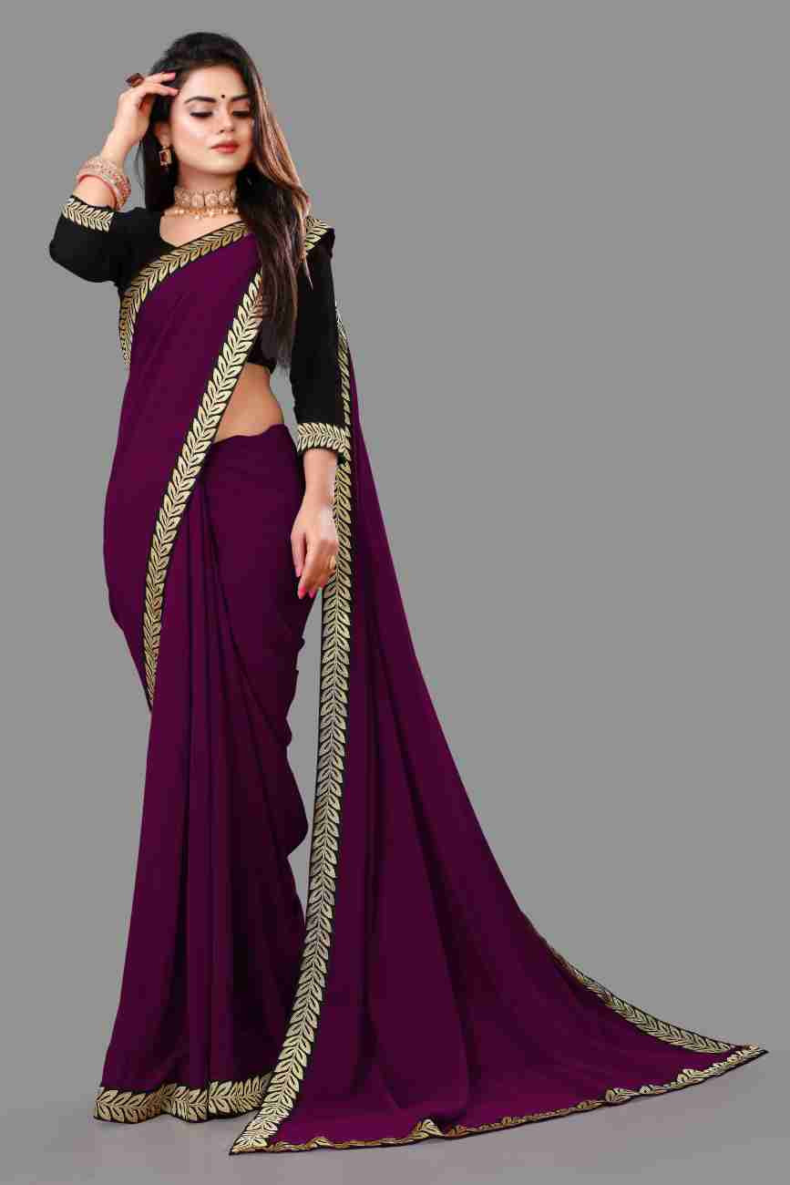 প্রিমিয়াম সফট ইন্ডিয়ান ওয়েটলেস জর্জেট শাড়ী ব্লাউস পিস্ সহ