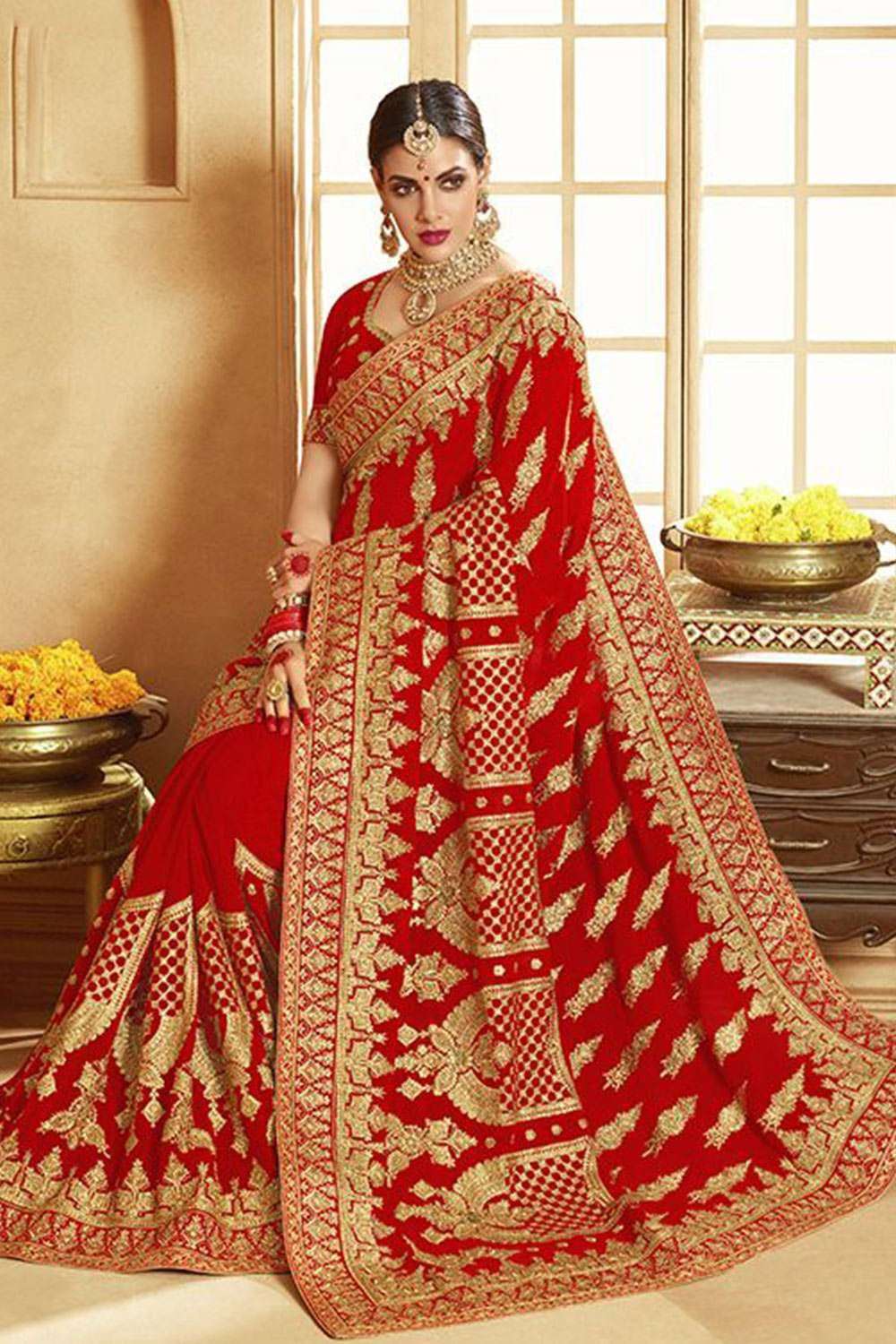 প্রিমিয়াম সফট ইন্ডিয়ান ওয়েটলেস জর্জেট শাড়ী ব্লাউস পিস্ সহ