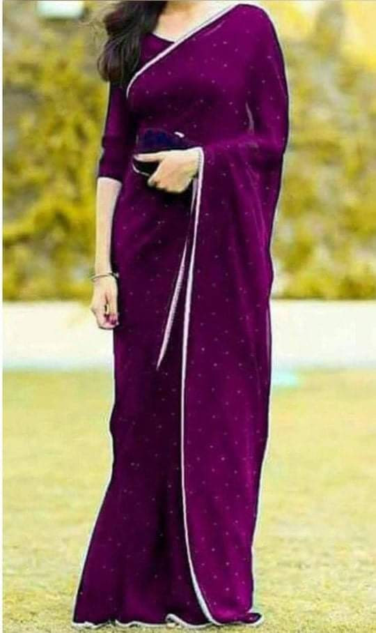 প্রিমিয়াম সফট ইন্ডিয়ান ওয়েটলেস জর্জেট শাড়ী ব্লাউস পিস্ সহ