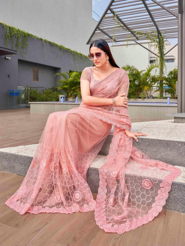 প্রিমিয়াম সফট অরগান্জা মসলিন শাড়ী ব্লাউস পিস্ সহ